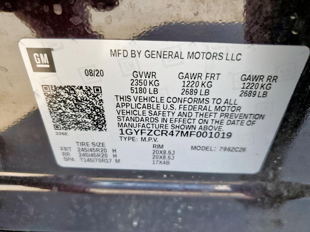 2021 Cadillac Xt4 Premium Luxury VIN: 1GYFZCR47MF001019 Lot: 81502215