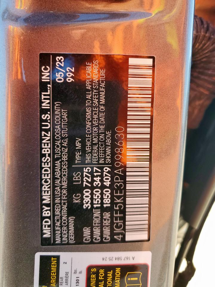 2023 Mercedes-Benz Gls 450 4Matic VIN: 4JGFF5KE3PA998630 Lot: 71069185