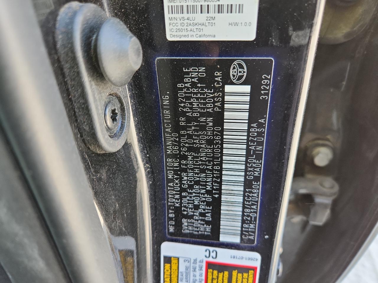 2020 Toyota Avalon Xse VIN: 4T1FZ1FB1LU053670 Lot: 81064685