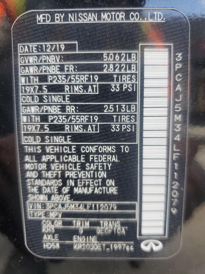 2020 Infiniti Qx50 Pure VIN: 3PCAJ5M34LF112079 Lot: 80858925