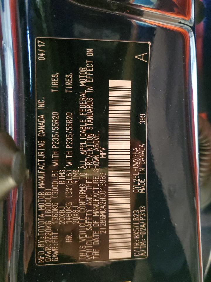 2017 Lexus Rx 450H Base VIN: 2T2BGMCA2HC013989 Lot: 71232345