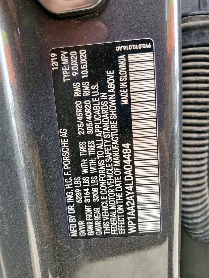 2020 Porsche Cayenne VIN: WP1AA2AY4LDA04484 Lot: 84386025