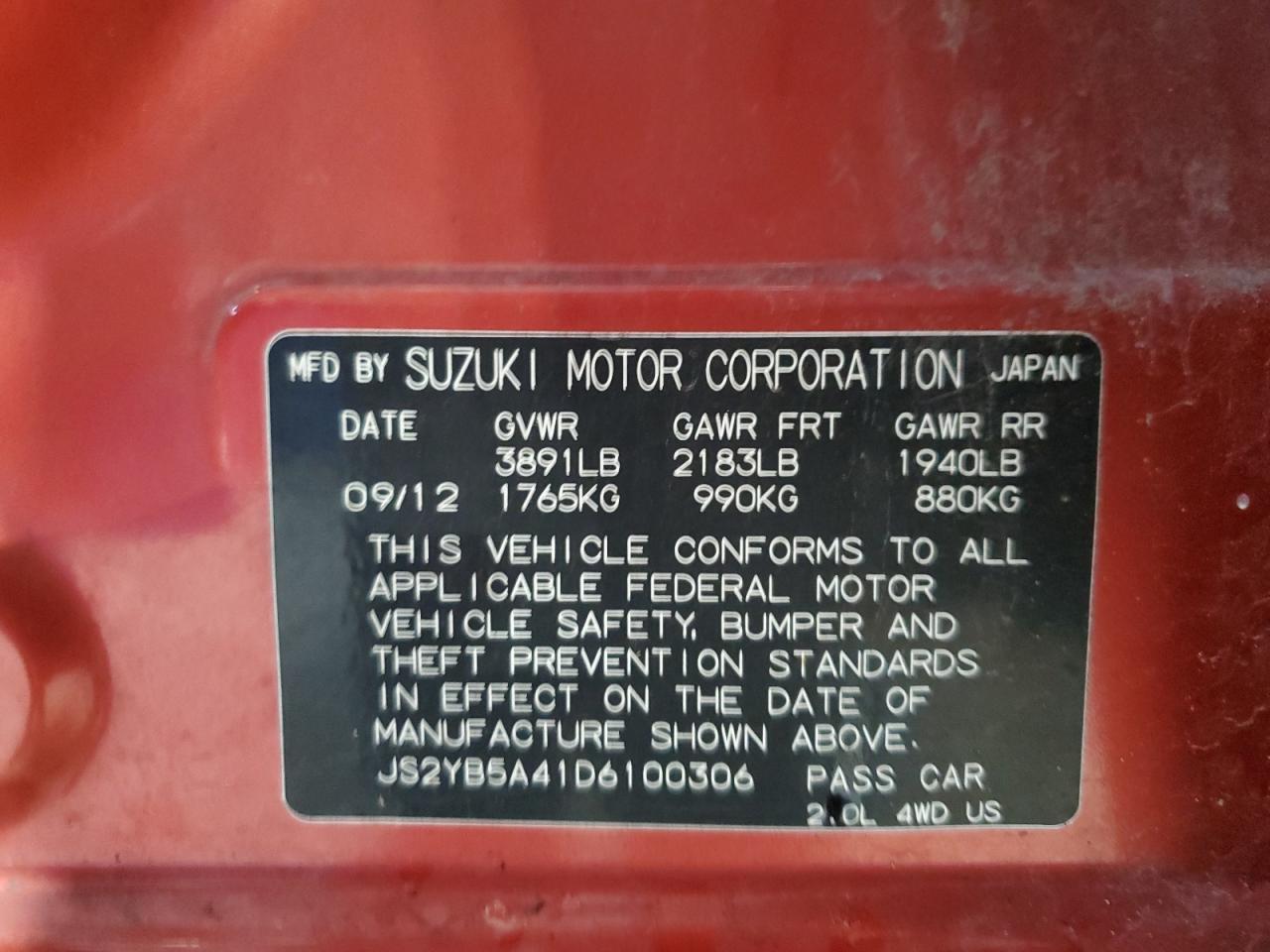 2013 Suzuki Sx4 Technology VIN: JS2YB5A41D6100306 Lot: 81425685
