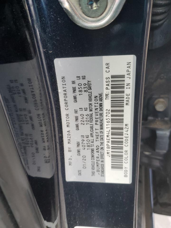 2020 Mazd 3 VIN: JM1BPAEM4L1165702 Lot: 82056195