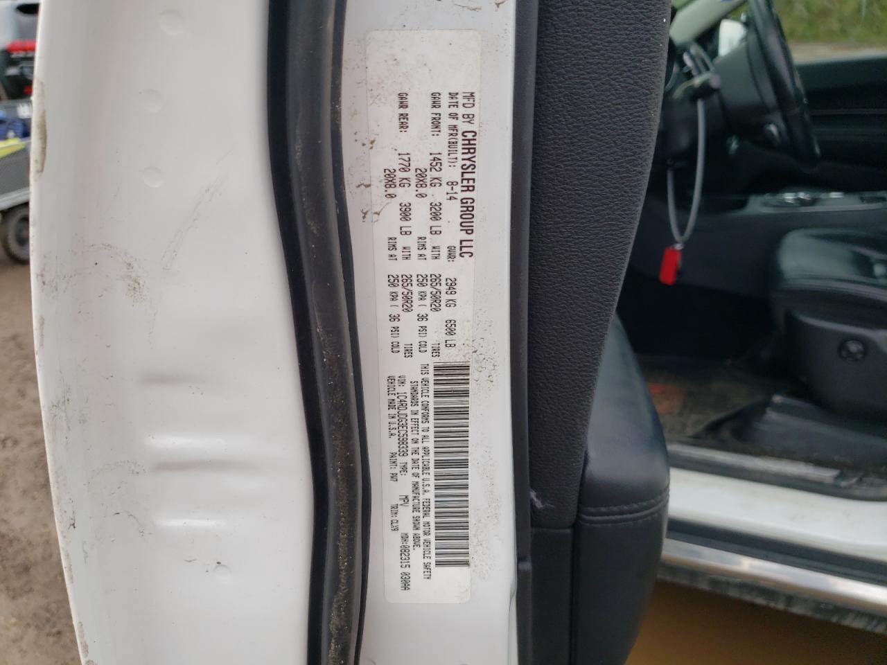 2014 Dodge Durango Limited VIN: 1C4RDJDG3EC598339 Lot: 81762055