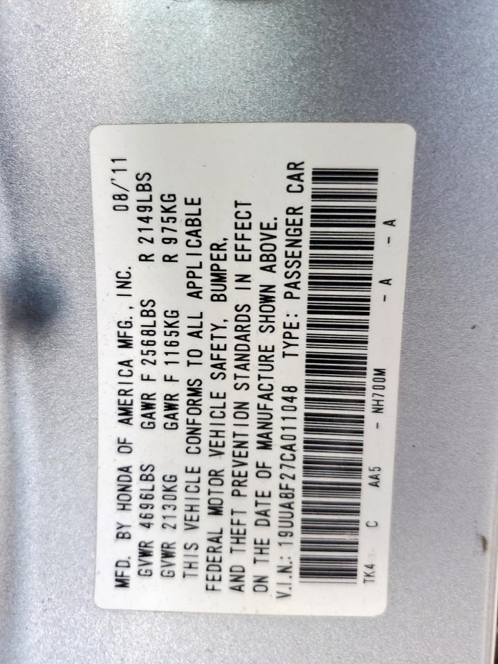 2012 Acura Tl VIN: 19UUA8F27CA011048 Lot: 81724935