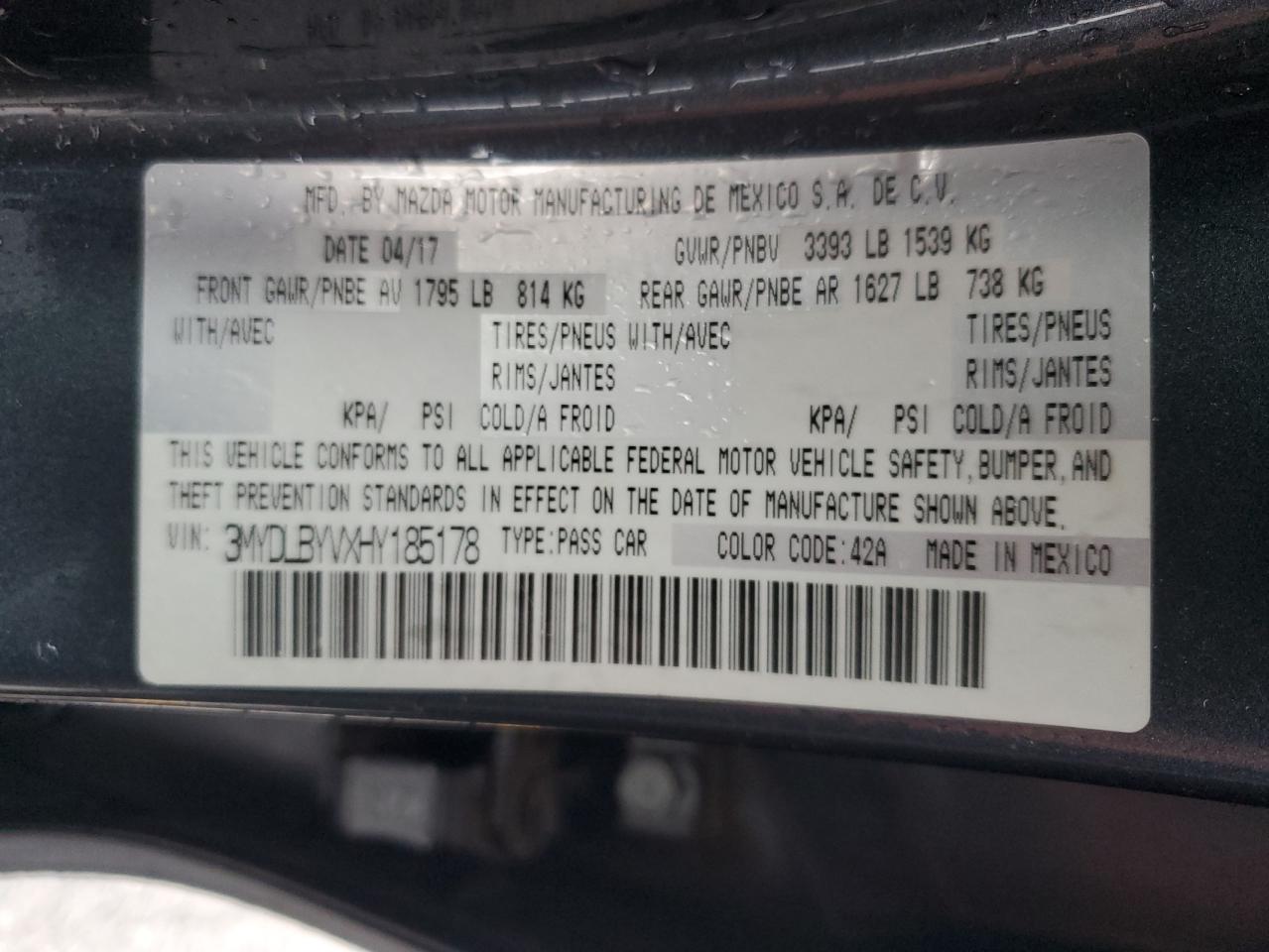 2017 Toyota Yaris Ia VIN: 3MYDLBYVXHY185178 Lot: 81524665