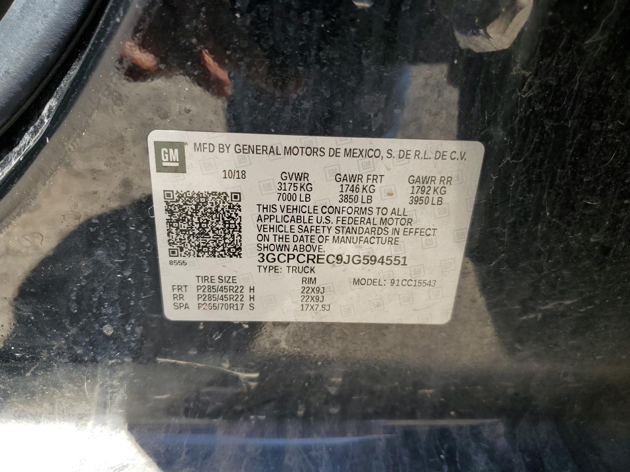 2018 Chevrolet Silverado C1500 Lt VIN: 3GCPCREC9JG594551 Lot: 81837355