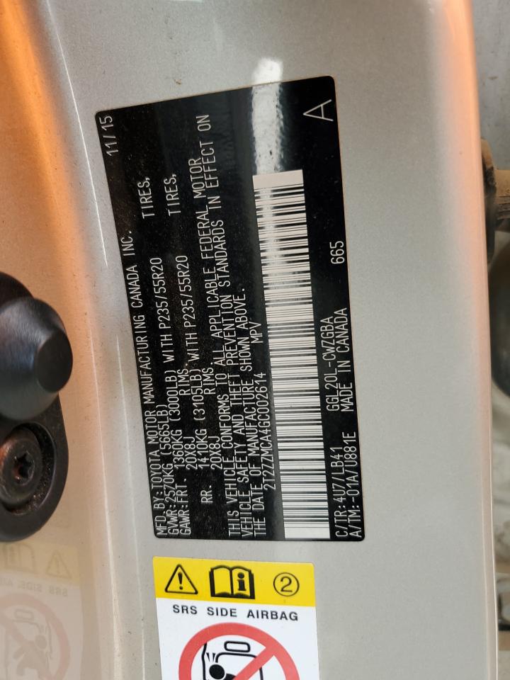 2016 Lexus Rx 350 VIN: 2T2ZZMCA4GC002614 Lot: 81678355