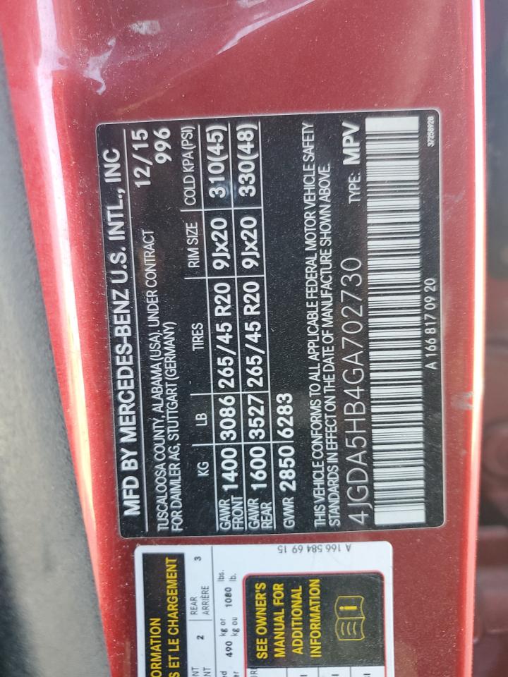 2016 Mercedes-Benz Gle 350 4Matic VIN: 4JGDA5HB4GA702730 Lot: 81084115