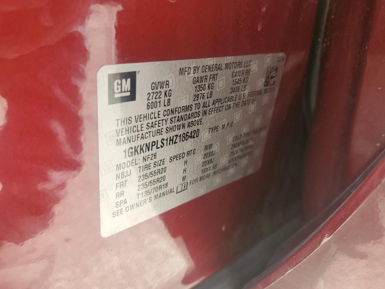 2017 GMC Acadia Denali VIN: 1GKKNPLS1HZ186420 Lot: 80721745