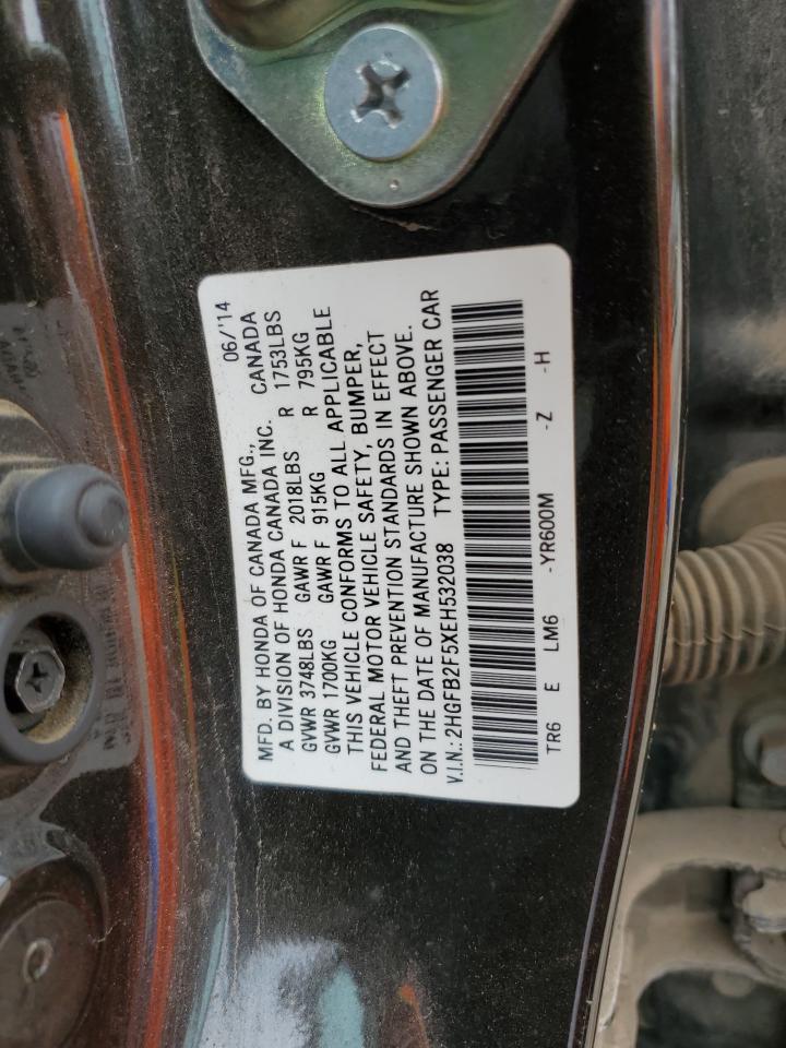 2014 Honda Civic Lx VIN: 2HGFB2F5XEH532038 Lot: 71835165