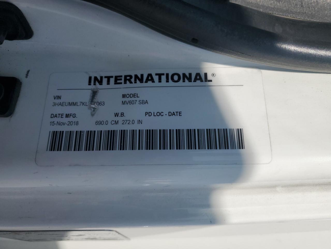 2019 International Mv607 - Semi Truck VIN: 3HAEUMML7KL076063 Lot: 80478135