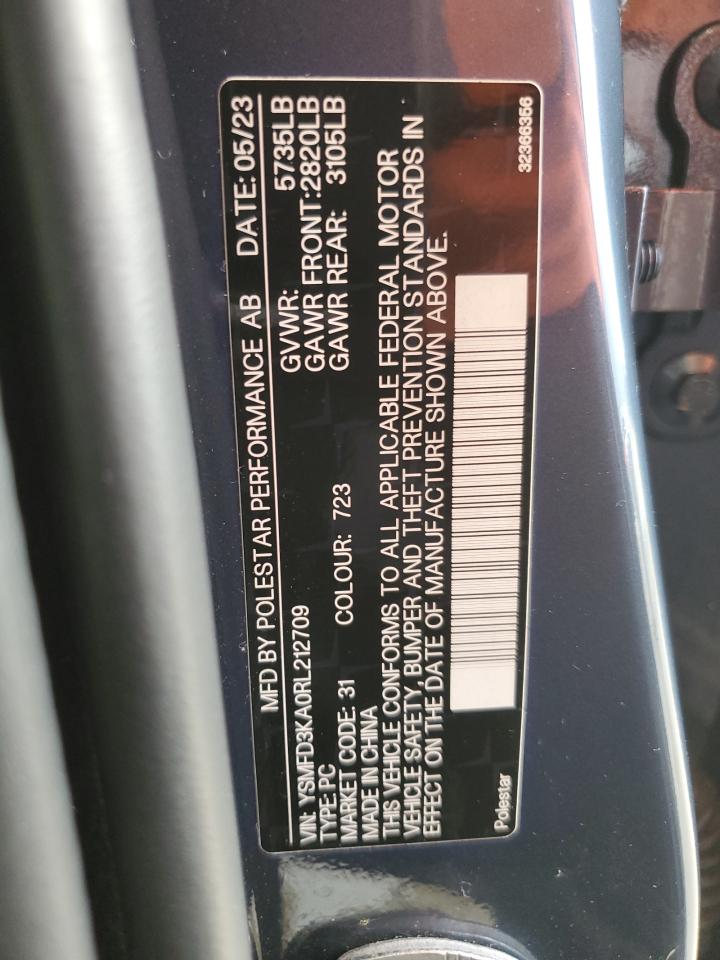 2024 Polestar 2 VIN: YSMFD3KA0RL212709 Lot: 83939345