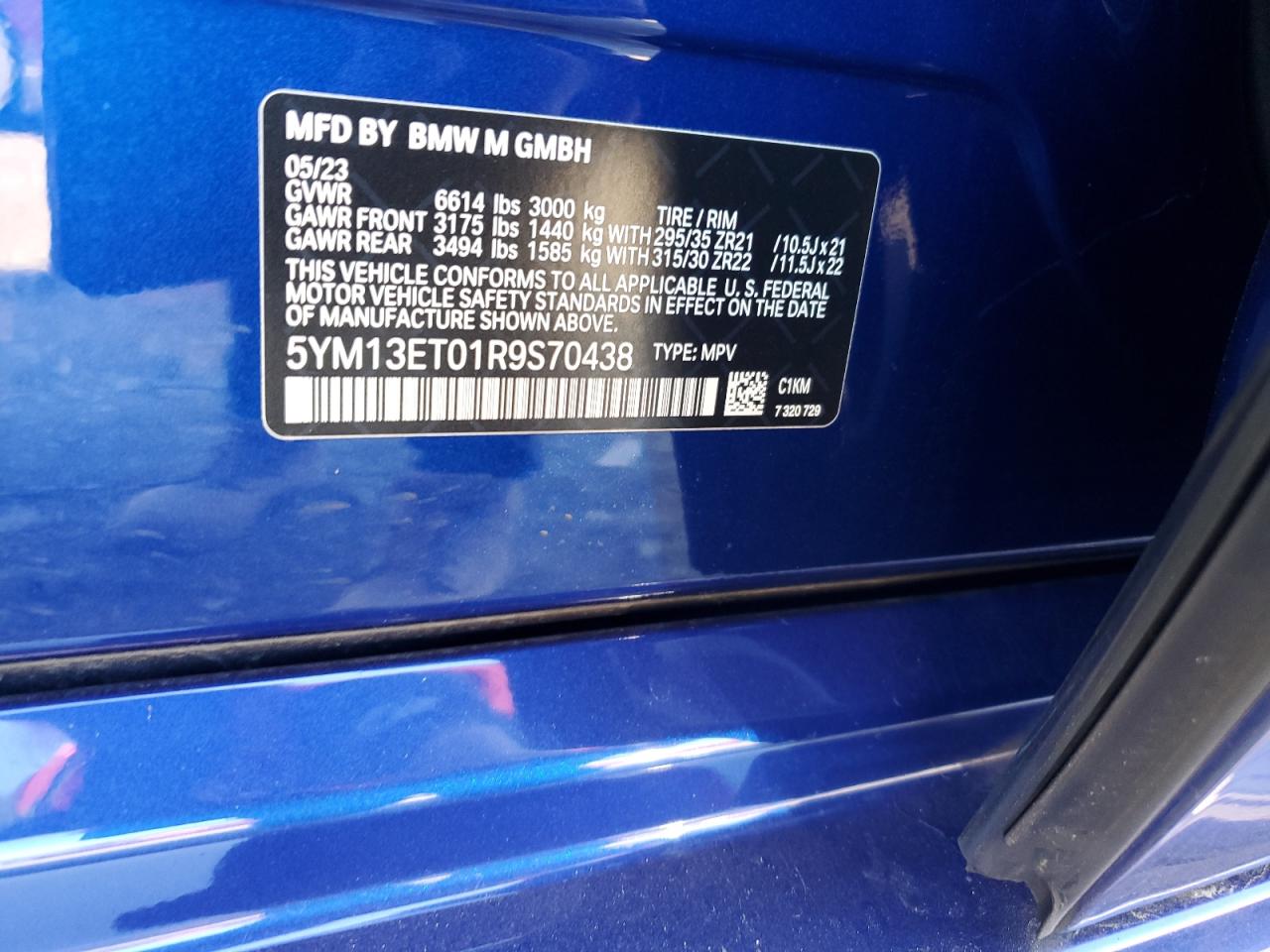 2024 BMW X5 M Competition VIN: 5YM13ET01R9S70438 Lot: 71902585