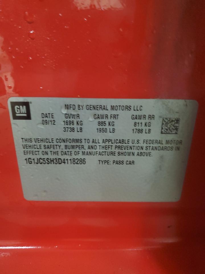 2013 Chevrolet Sonic Lt VIN: 1G1JC5SH3D4118286 Lot: 71283805