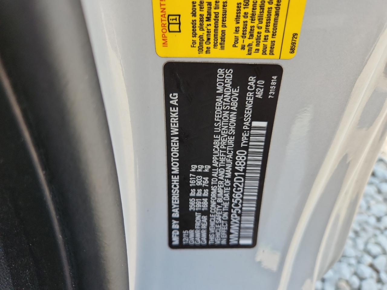 2016 Mini Cooper VIN: WMWXP5C56G2D14880 Lot: 81497075