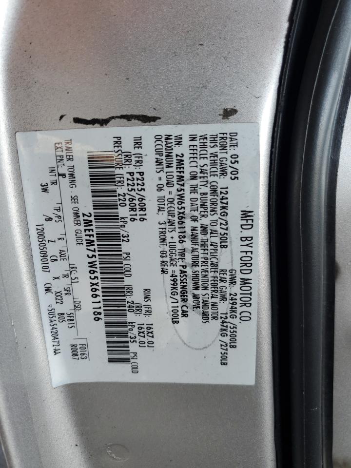 2005 Mercury Grand Marquis Ls VIN: 2MEFM75W65X661186 Lot: 84270205