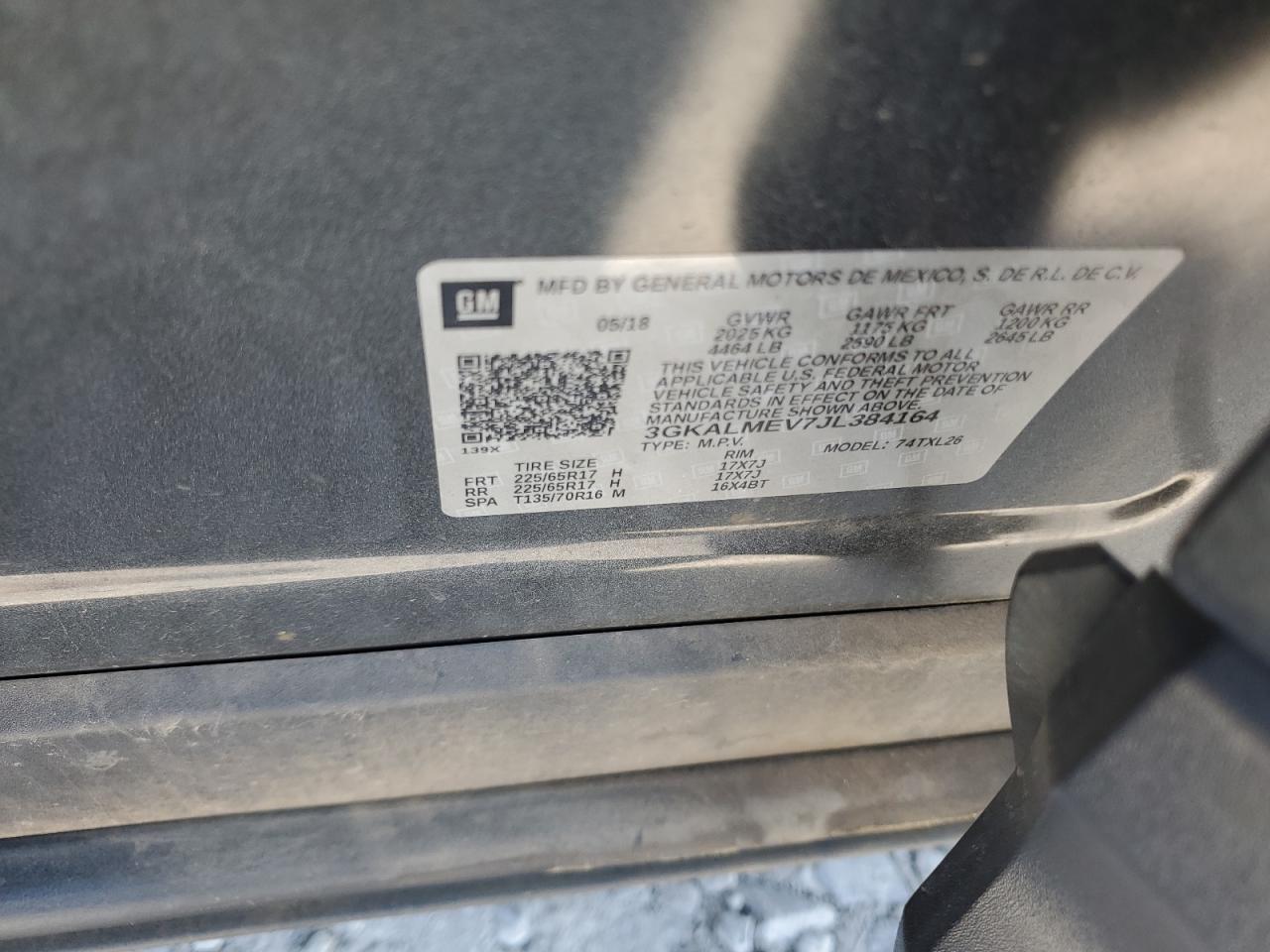 2018 GMC Terrain Sle VIN: 3GKALMEV7JL384164 Lot: 71654615