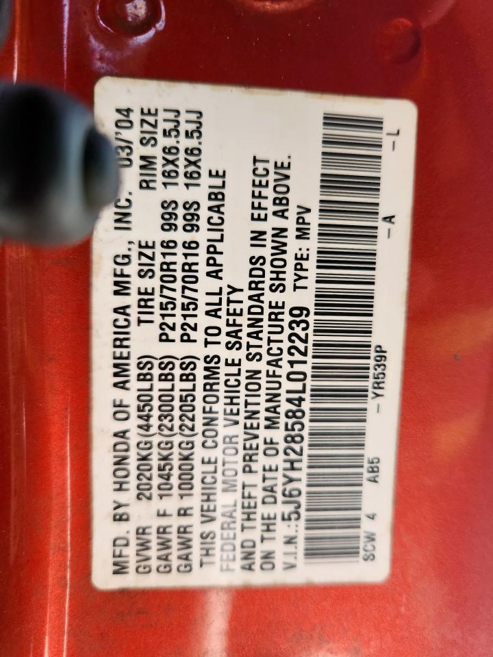 2004 Honda Element Ex VIN: 5J6YH28584L012239 Lot: 81604335