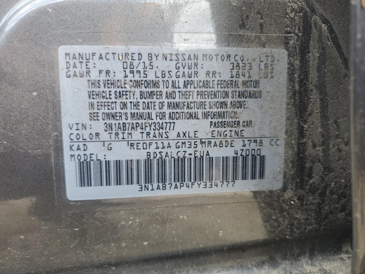 2015 Nissan Sentra S VIN: 3N1AB7AP4FY33477 Lot: 83863755