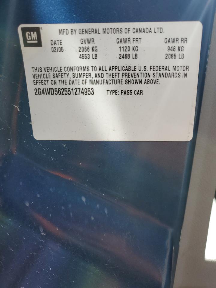 2005 Buick Lacrosse Cxl VIN: 2G4WD562551274953 Lot: 83959695