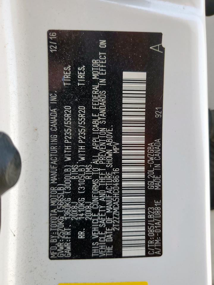 2017 Lexus Rx 350 Base VIN: 2T2ZZMCA5HC048616 Lot: 81684945