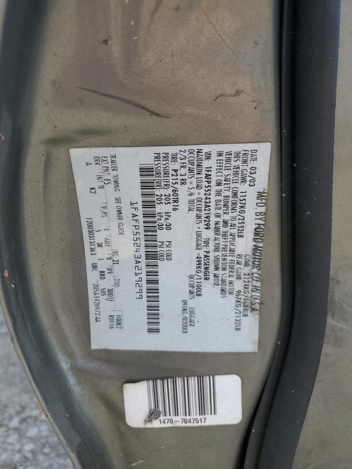 2005 Ford Taurus VIN: 1FAFP55243A219299 Lot: 81901315