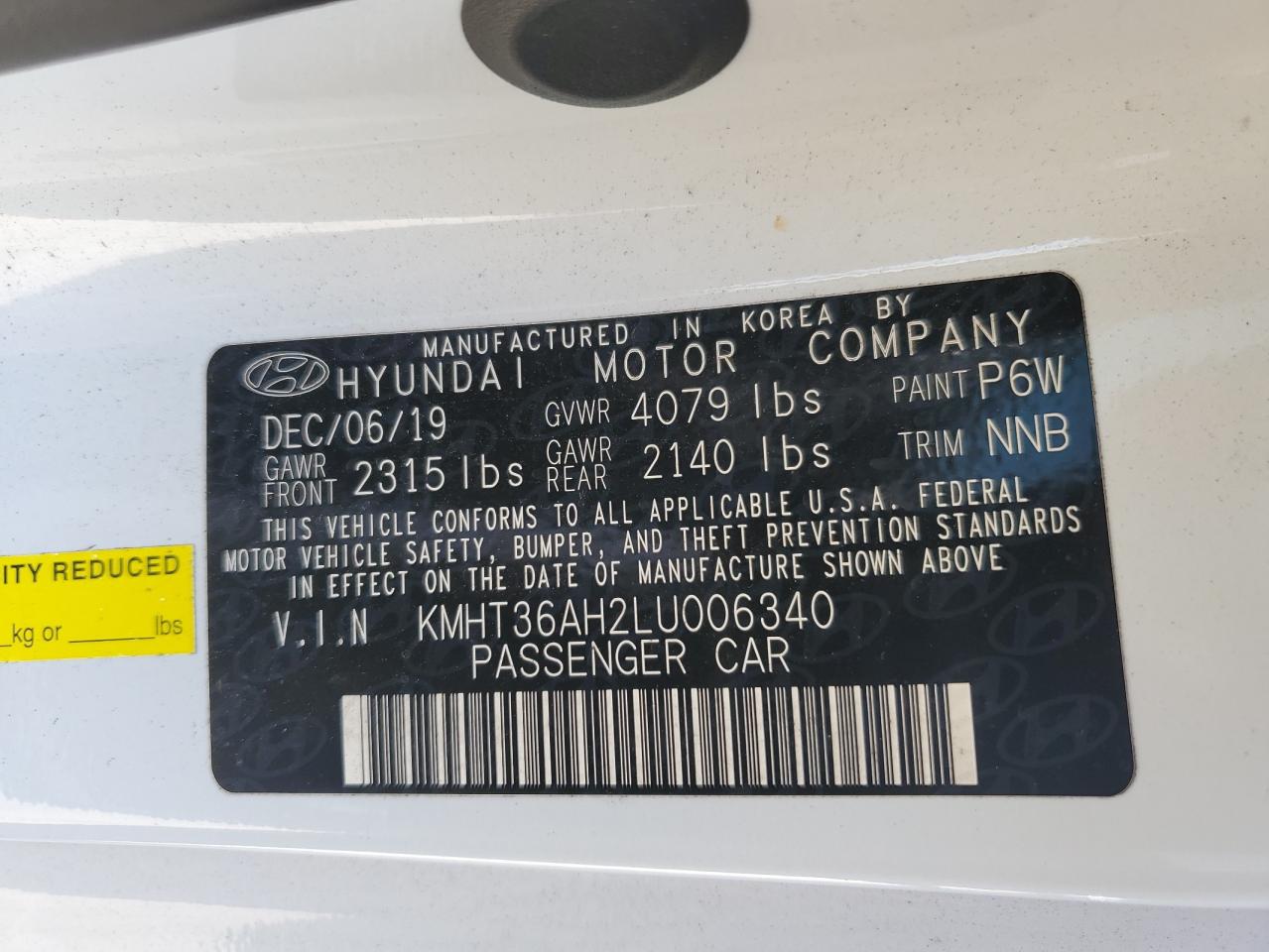 2020 Hyundai Veloster N VIN: KMHT36AH2LU006340 Lot: 71468325