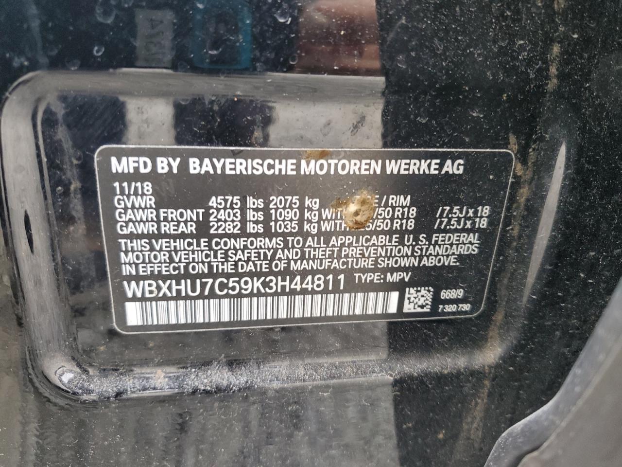 2019 BMW X1 Sdrive28I VIN: WBXHU7C59K3H44811 Lot: 71043725