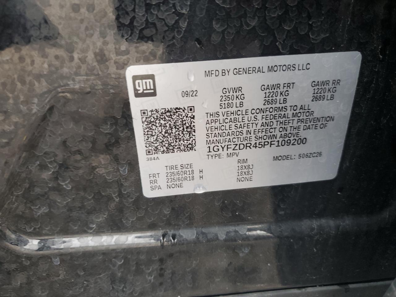 2023 Cadillac Xt4 Premium Luxury VIN: 1GYFZDR45PF109200 Lot: 80528595