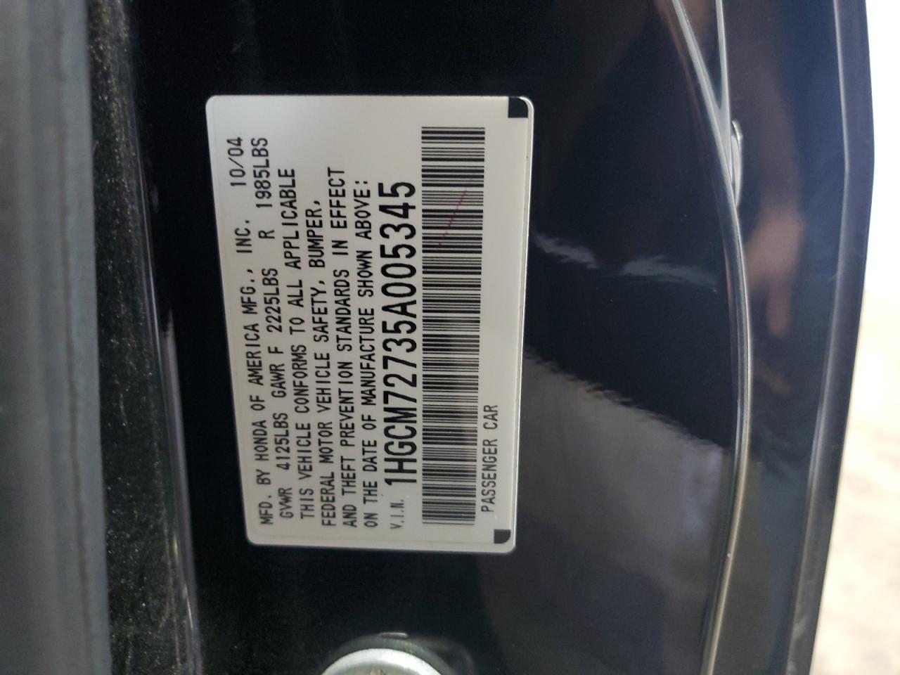 2005 Honda Accord Ex VIN: 1HGCM72735A005345 Lot: 80148975