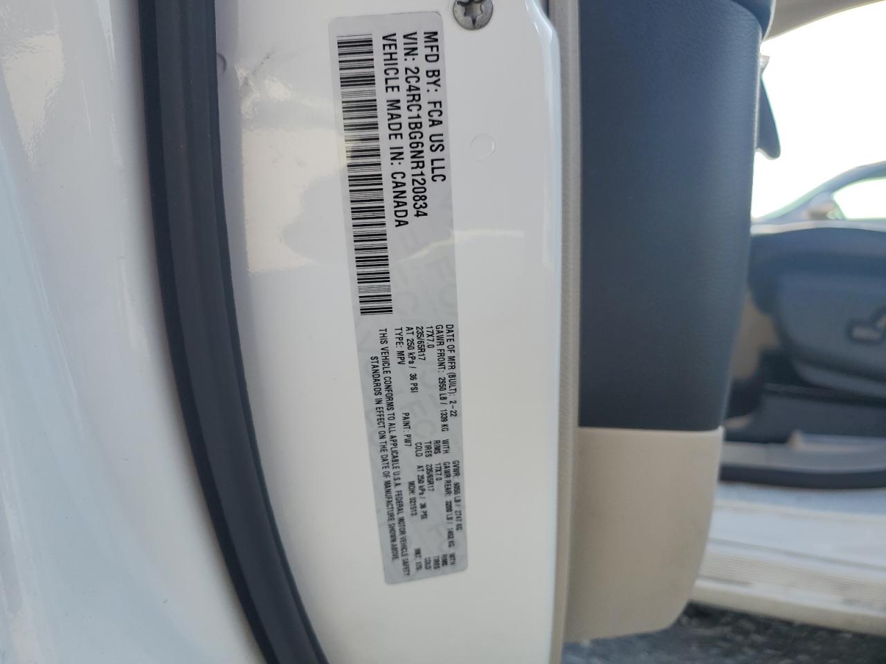 2022 Chrysler Pacifica Touring L VIN: 2C4RC1BG6NR120834 Lot: 81376195