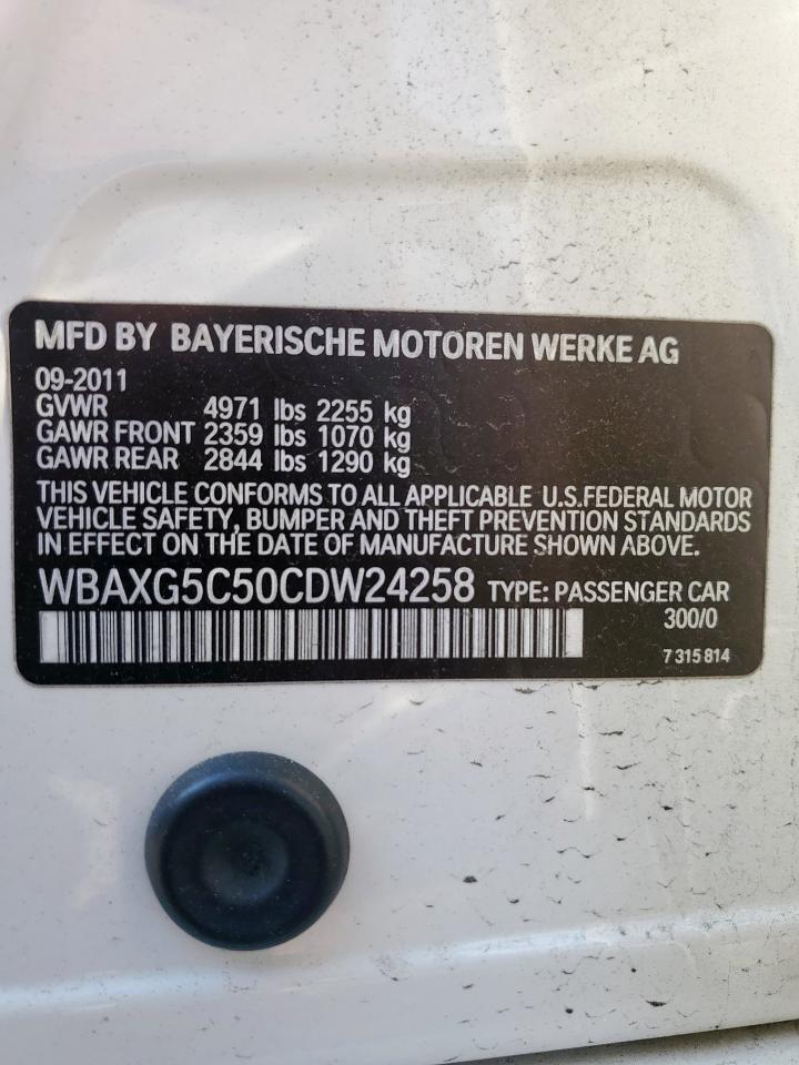 2012 BMW 528 I VIN: WBAXG5C50CDW24258 Lot: 81695515