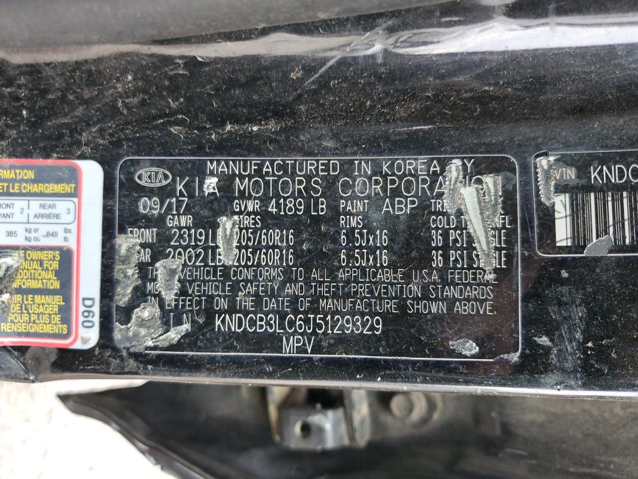 2018 Kia Niro Fe VIN: KNDCB3LC6J5129329 Lot: 81161605