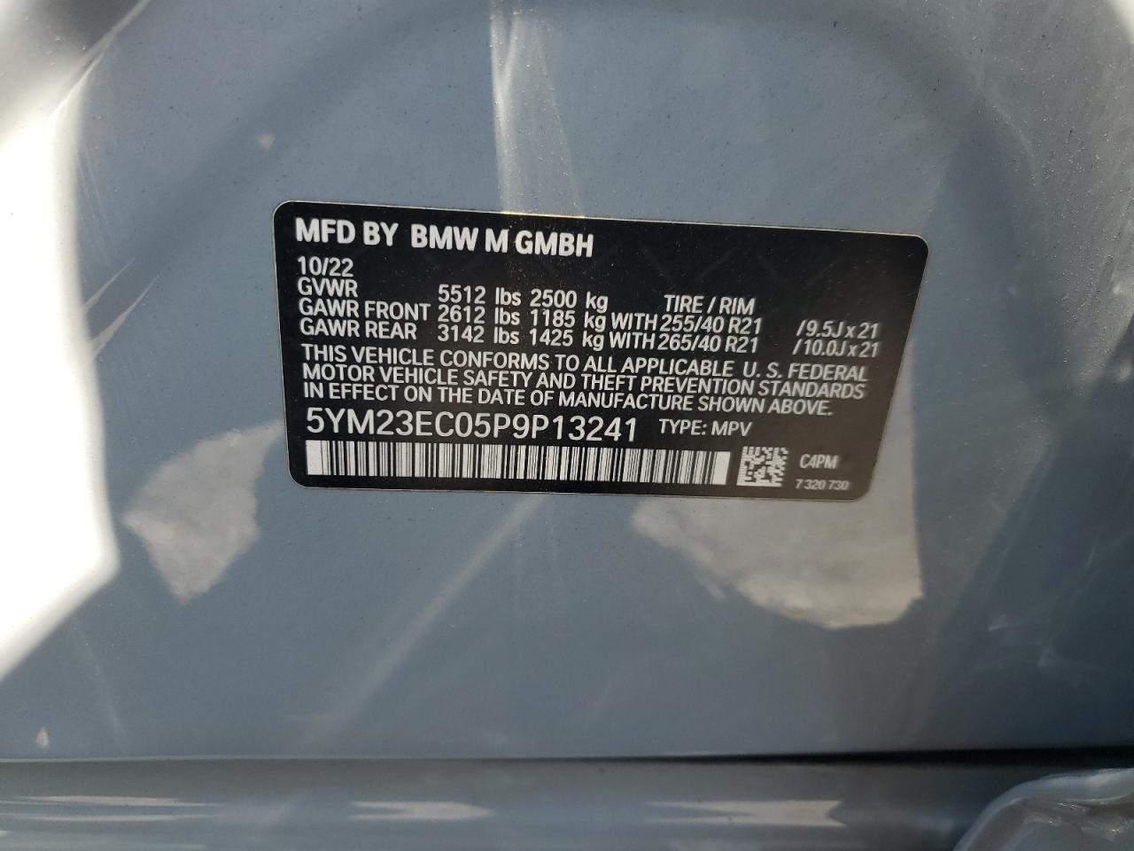 2023 BMW X4 M VIN: 5YM23EC05P9P13241 Lot: 80804315