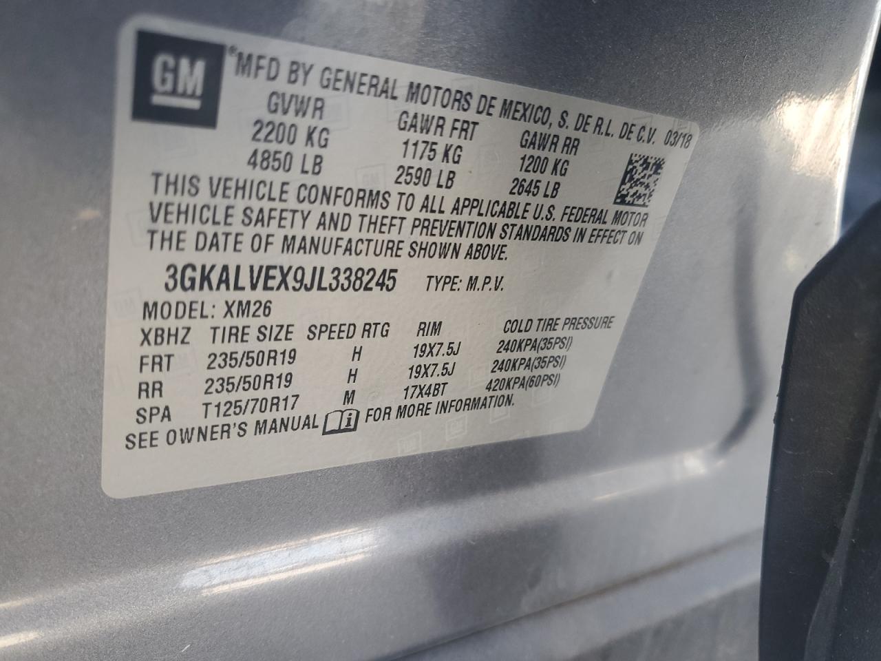 2018 GMC Terrain Slt VIN: 3GKALVEX9JL338245 Lot: 82154575