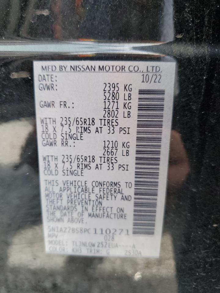 2023 Nissan Murano Sv VIN: 5N1AZ2BS8PC110271 Lot: 82000535