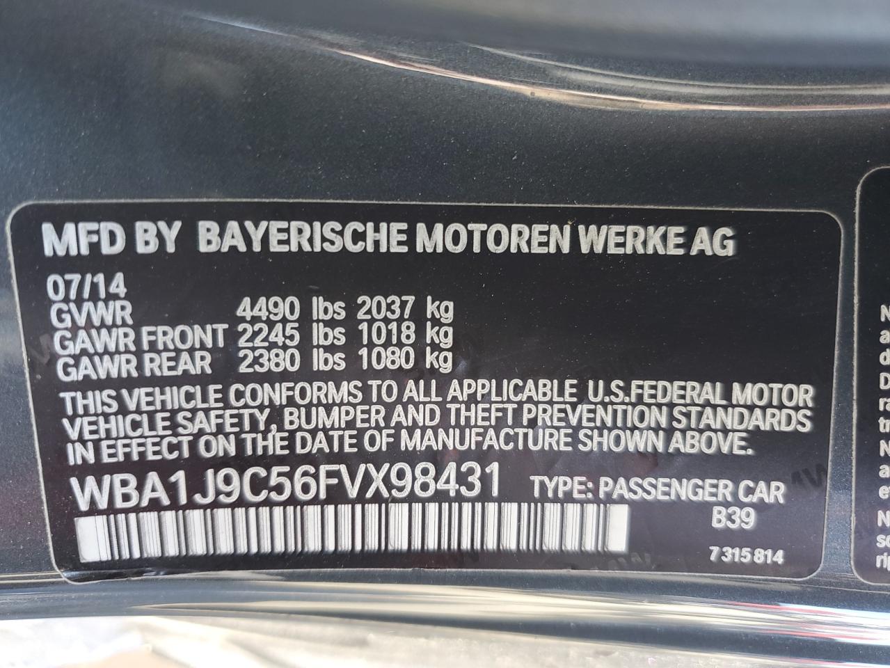 2015 BMW M235Xi VIN: WBA1J9C56FVX98431 Lot: 80790805