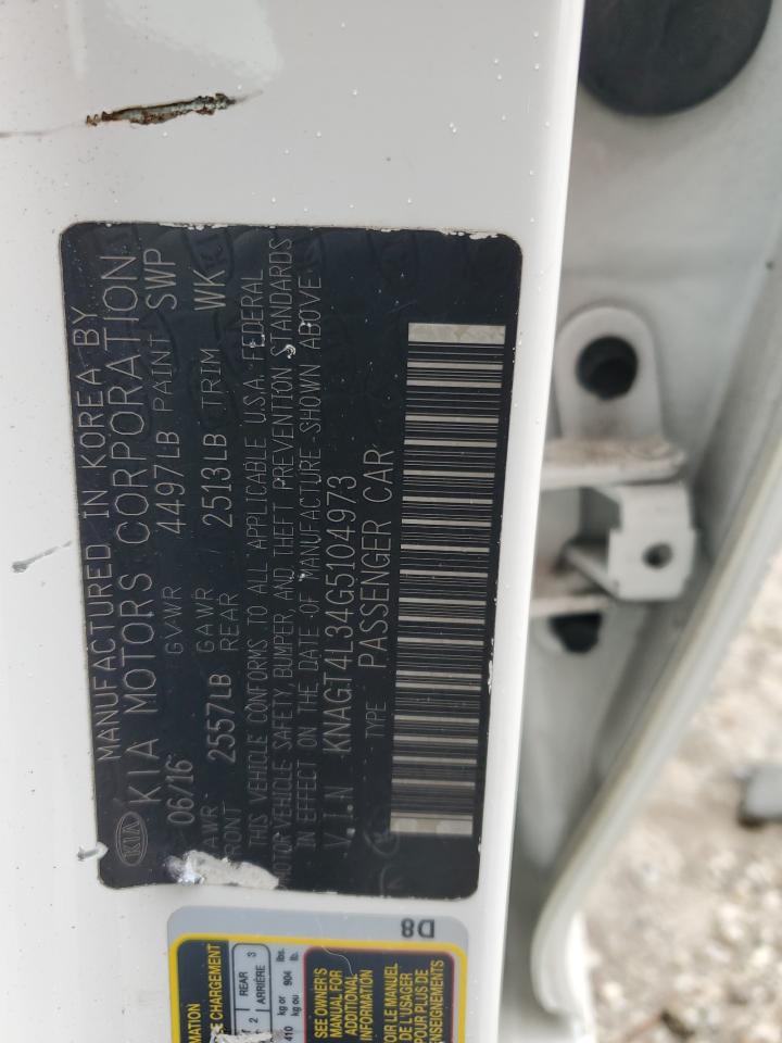 2016 Kia Optima Lx VIN: KNAGT4L34G5104973 Lot: 81196025