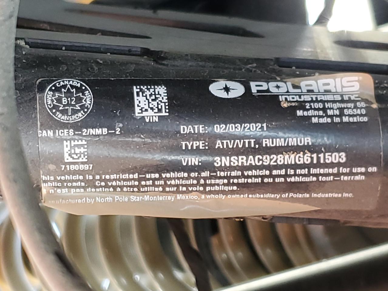 2021 Polaris Rzr Pro Xp Premium VIN: 3NSRAC928MG611503 Lot: 84637515