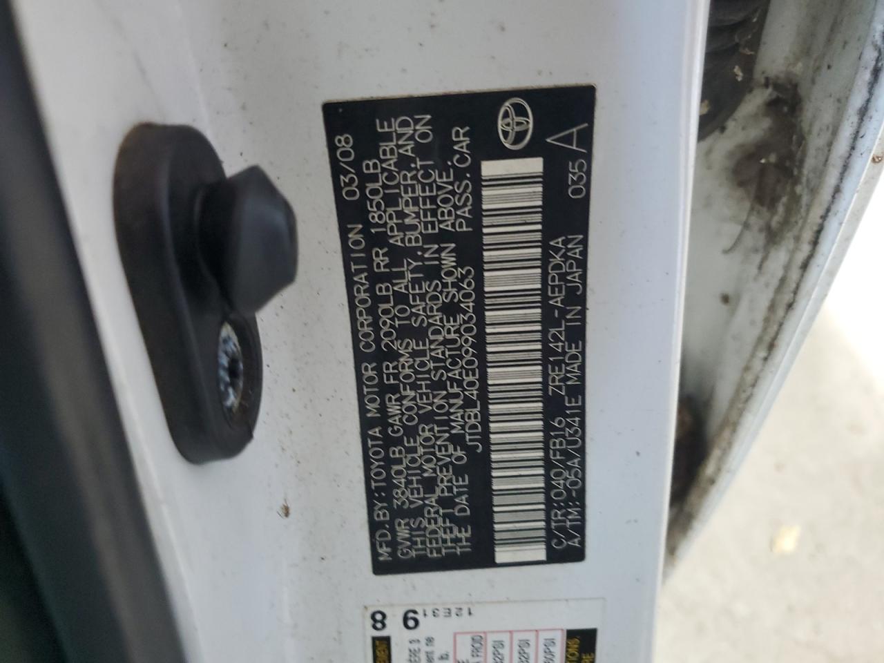 2009 Toyota Corolla Base VIN: JTDBL40E099034063 Lot: 71779655