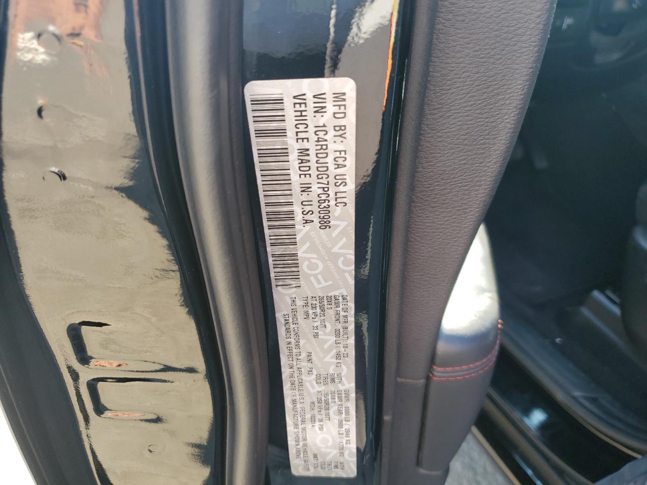 2023 Dodge Durango Gt VIN: 1C4RDJDG7PC630986 Lot: 80033535