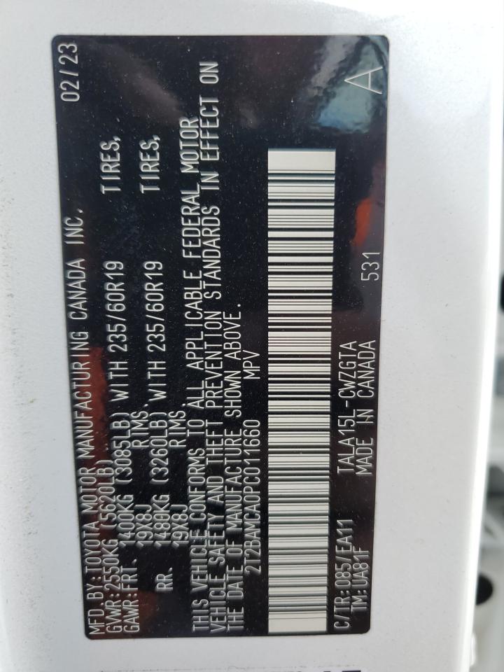 2023 Lexus Rx 350 Base VIN: 2T2BAMCA0PC011660 Lot: 82081405