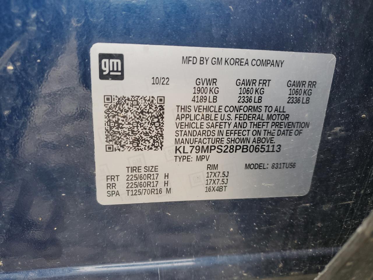 2023 Chevrolet Trailblazer Lt VIN: KL79MPS28PB065113 Lot: 81301555