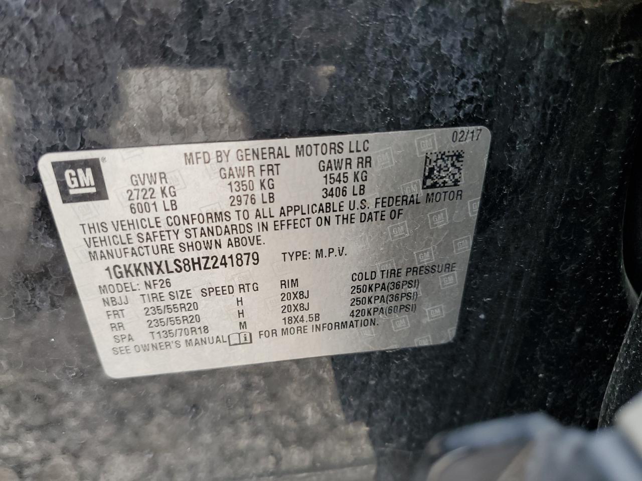 2017 GMC Acadia Denali VIN: 1GKKNXLS8HZ241879 Lot: 83873415