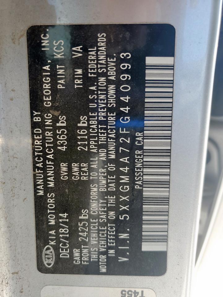 2015 Kia Optima Lx VIN: 5XXGM4A72FG440993 Lot: 72021035