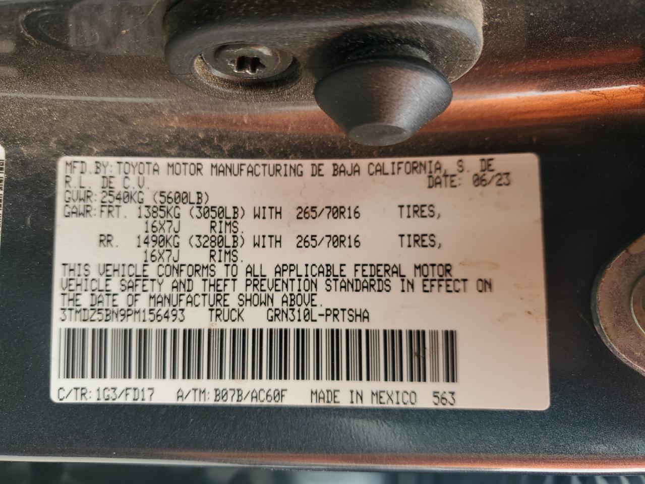 2023 Toyota Tacoma Double Cab VIN: 3TMDZ5BN9PM156493 Lot: 84459915