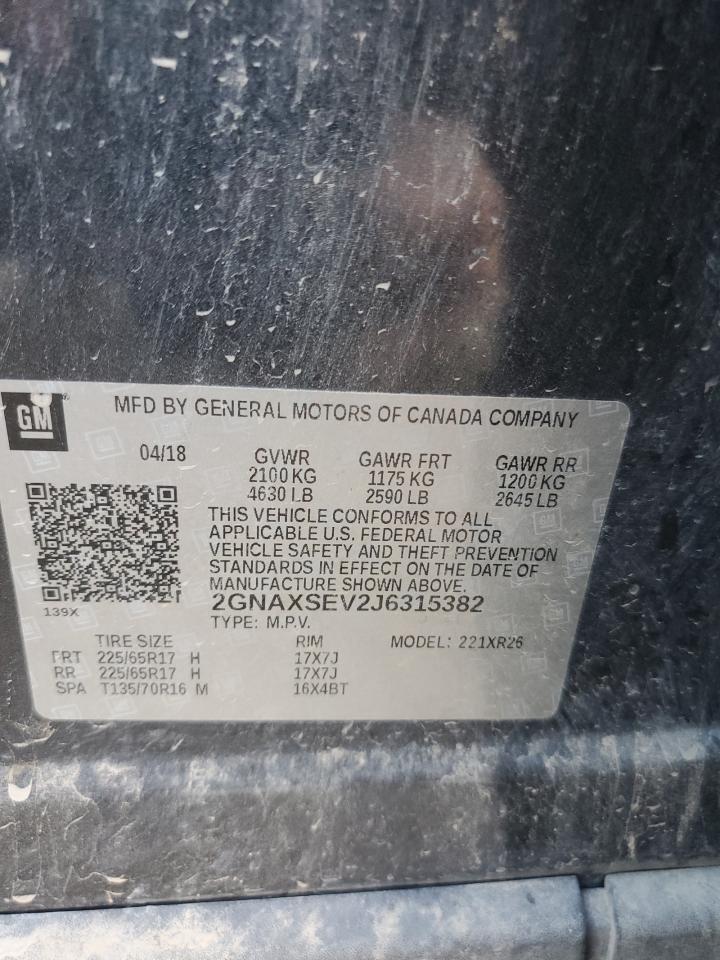 2018 Chevrolet Equinox Lt VIN: 2GNAXSEV2J6315382 Lot: 80486575