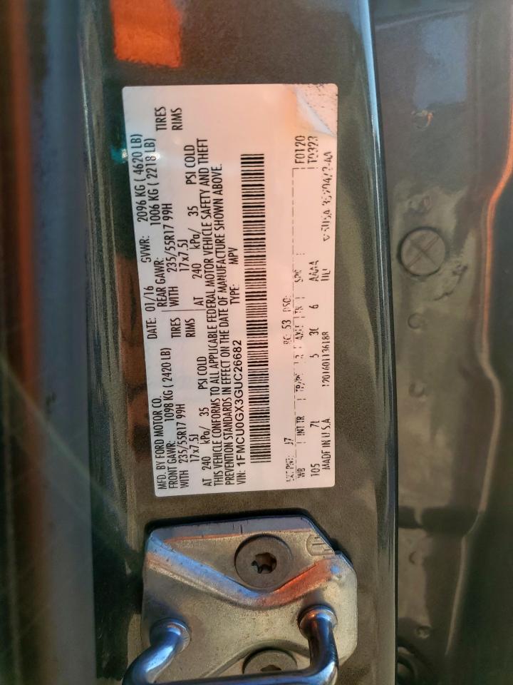 2016 Ford Escape Se VIN: 1FMCU0GX3GUC26682 Lot: 80278655